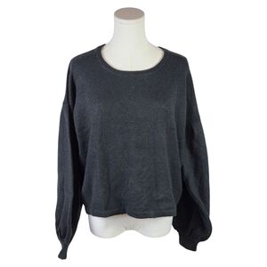 Revolve One Grey Day Black Balloon Sleeve Crewneck Sweater NWT Size Small
